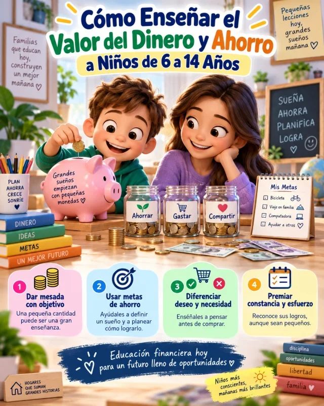 Cómo Enseñar el Valor del Dinero y Ahorro a Niños de 6 a 14 Años