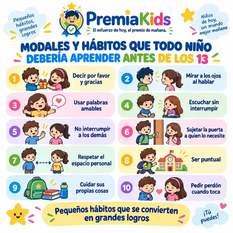 Modales y Hábitos Esenciales que Todo Niño Debe Aprender Antes de los 13 Años